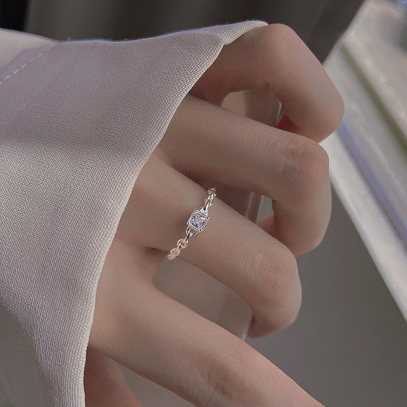 S925 sølv kæde zircon åben ring - Lilla Villa