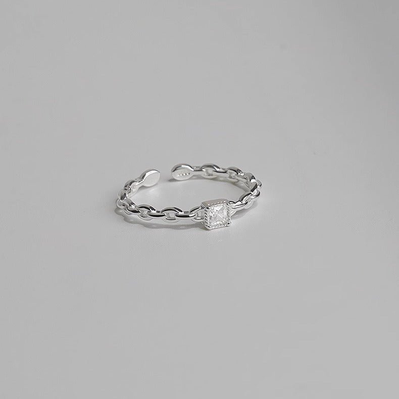 S925 sølv kæde zircon åben ring - Lilla Villa