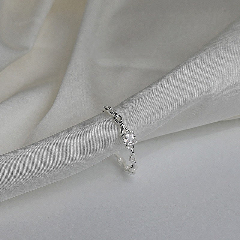 S925 sølv kæde zircon åben ring - Lilla Villa