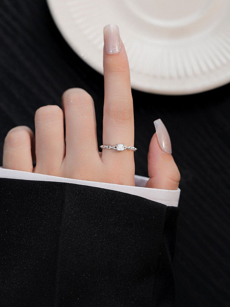 S925 sølv kæde zircon åben ring - Lilla Villa