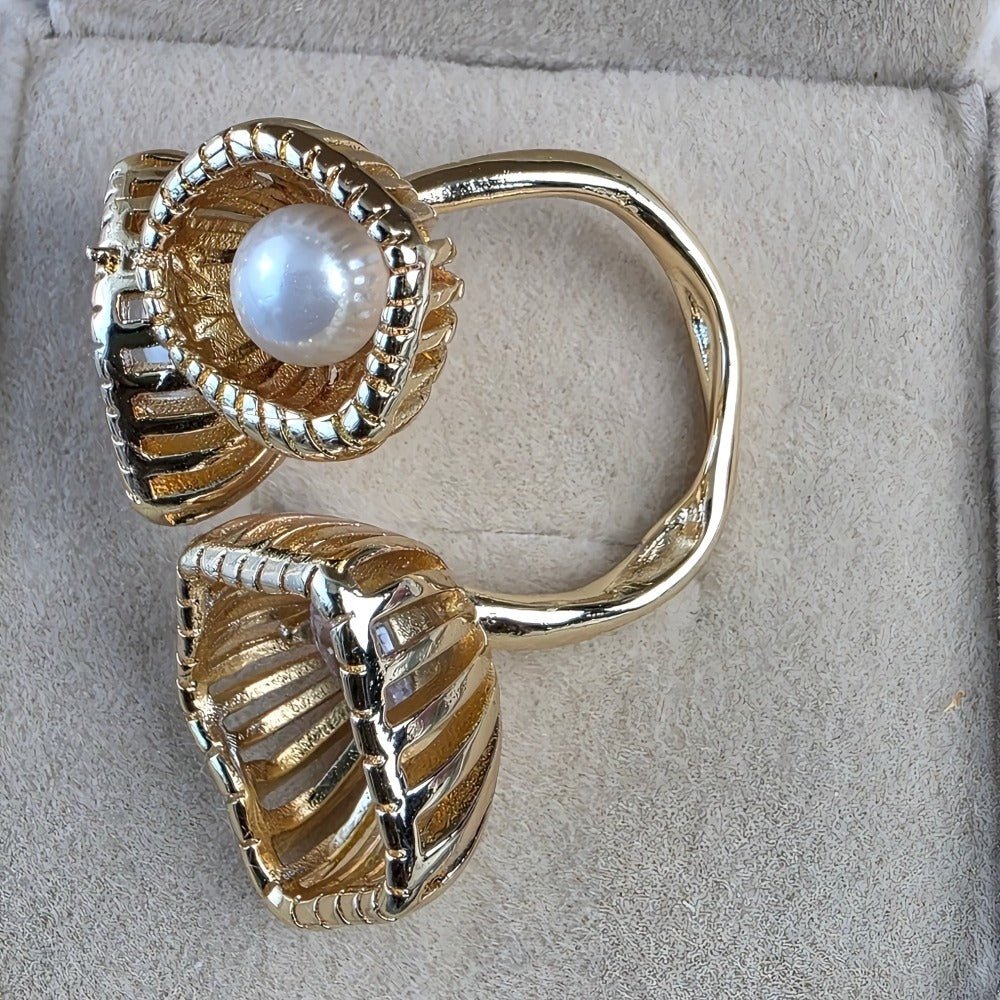 S925 Sterlingsølv Blomsterformet Justerbar Ring Belagt med 14K Guld - Lilla Villa