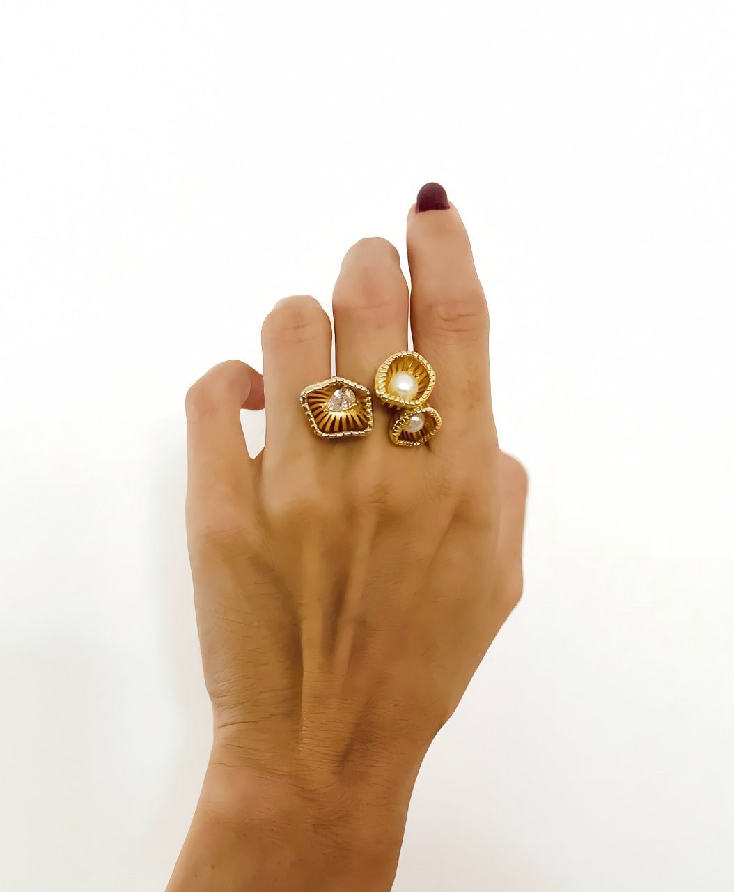 S925 Sterlingsølv Blomsterformet Justerbar Ring Belagt med 14K Guld - Lilla Villa