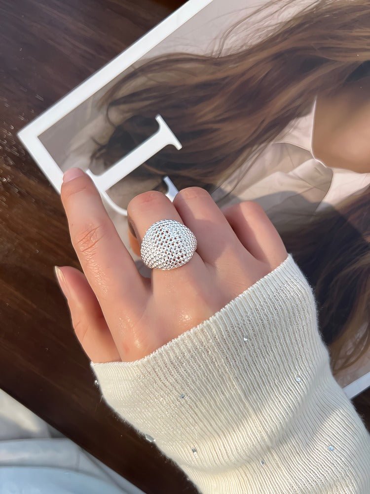 S925 Sterlingsølv Dome Justerbar Ring – Elegant Design med Struktur og Volumen - Lilla Villa