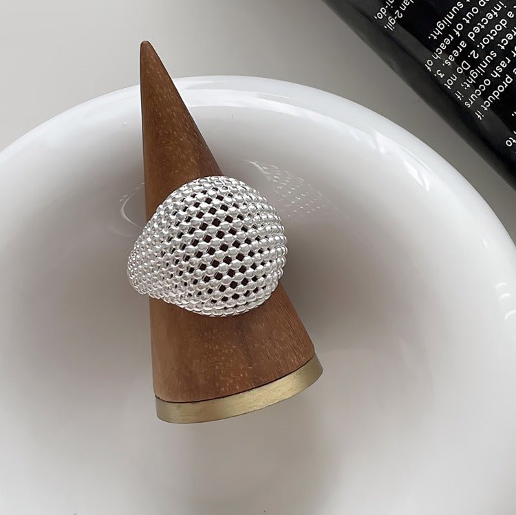 S925 Sterlingsølv Dome Justerbar Ring – Elegant Design med Struktur og Volumen - Lilla Villa