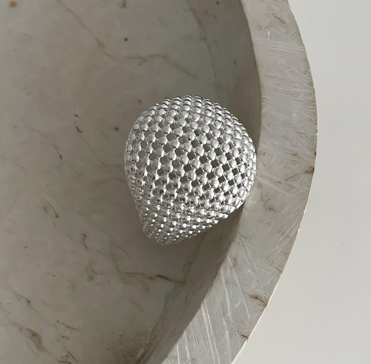 S925 Sterlingsølv Dome Justerbar Ring – Elegant Design med Struktur og Volumen - Lilla Villa