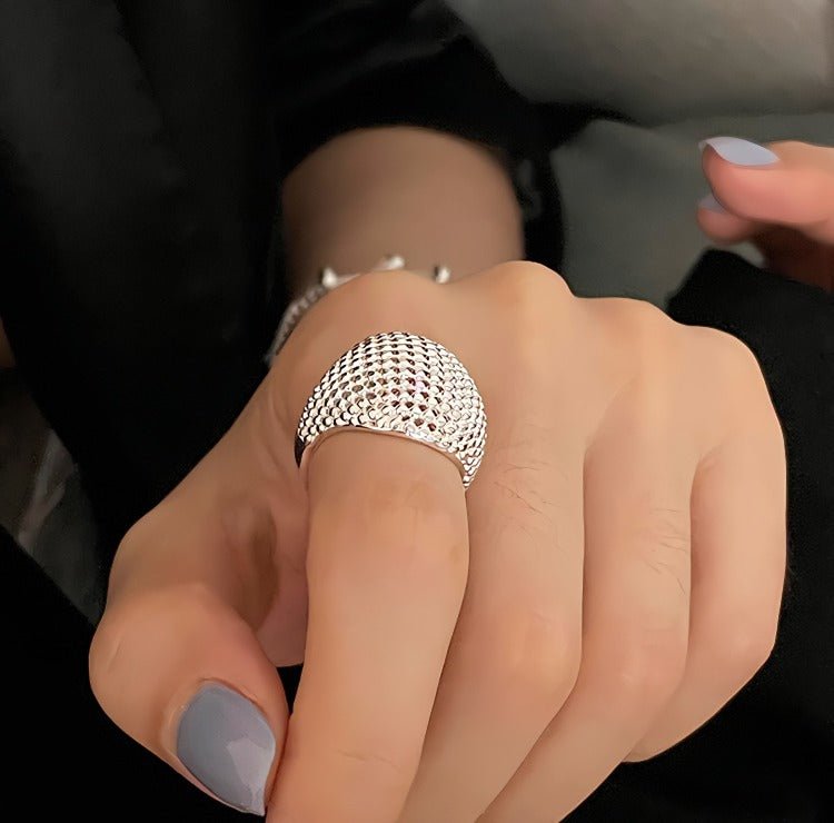 S925 Sterlingsølv Dome Justerbar Ring – Elegant Design med Struktur og Volumen - Lilla Villa