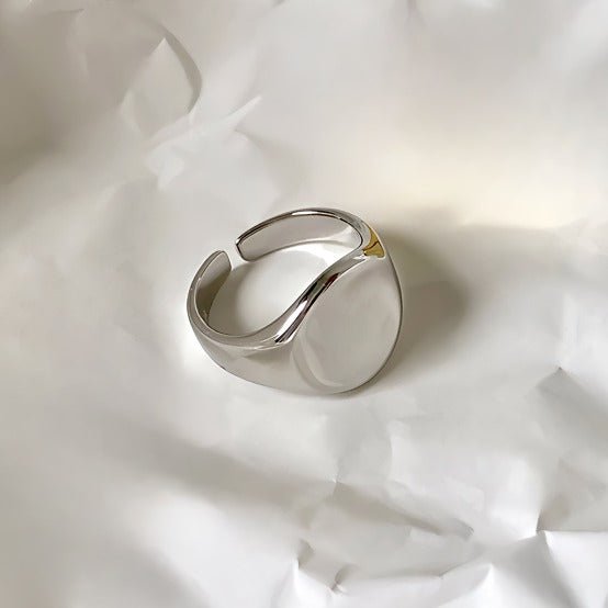 S925 Sterlingsølv Justerbar Åben Ring – Poleret Konkav Design i Minimalistisk Stil - Lilla Villa