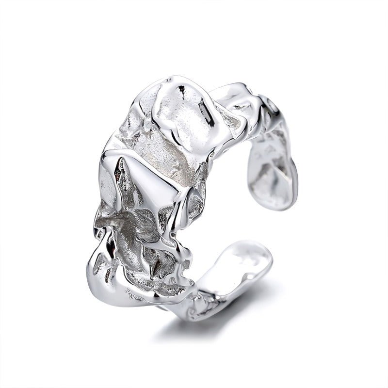 S925 Sterlingsølv Justerbar Ring – Organisk Foldet Kunstdesign - Lilla Villa