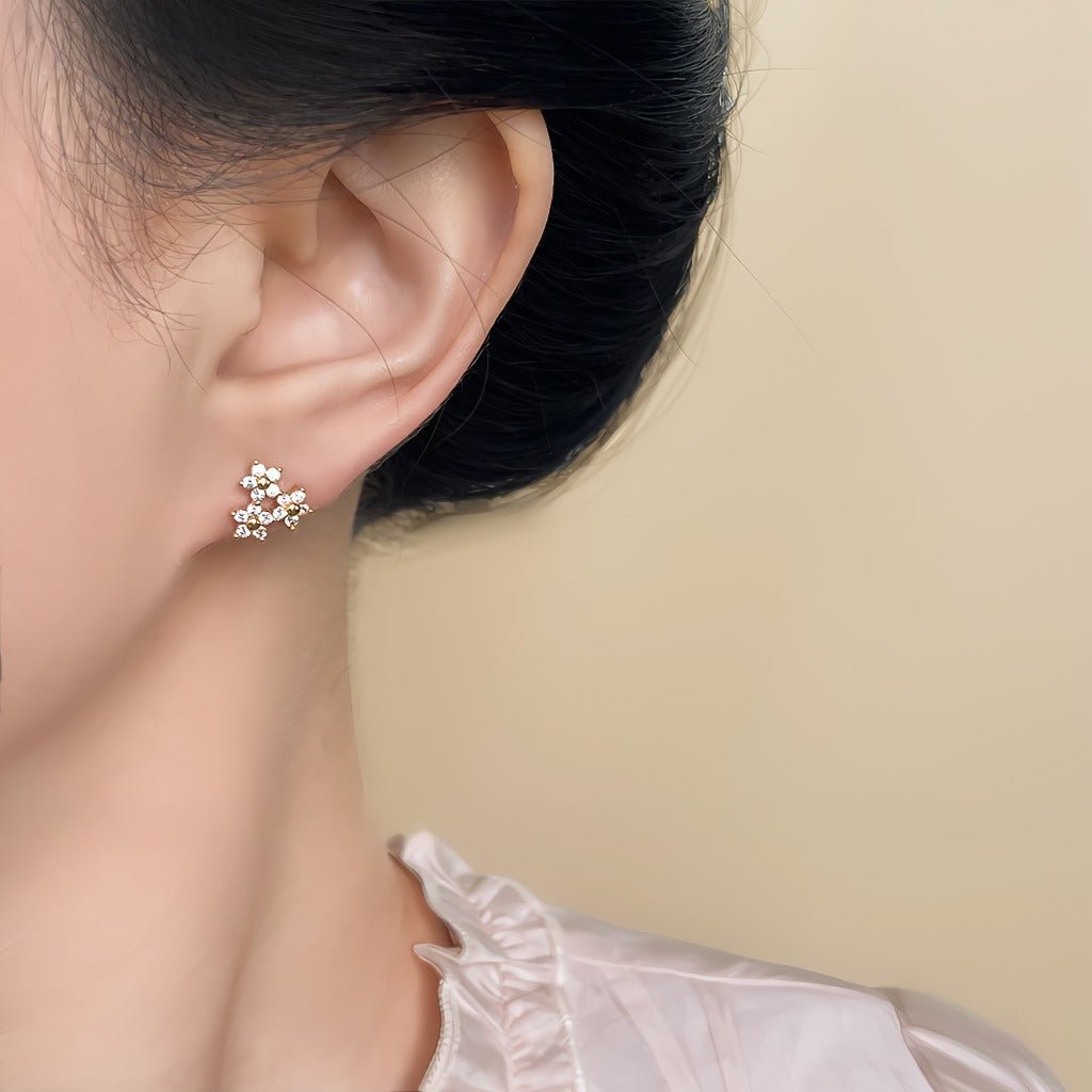 Små Stjerne Blomster Øreringe – 18K Forgyldt & S925 Sølvnål - Lilla Villa
