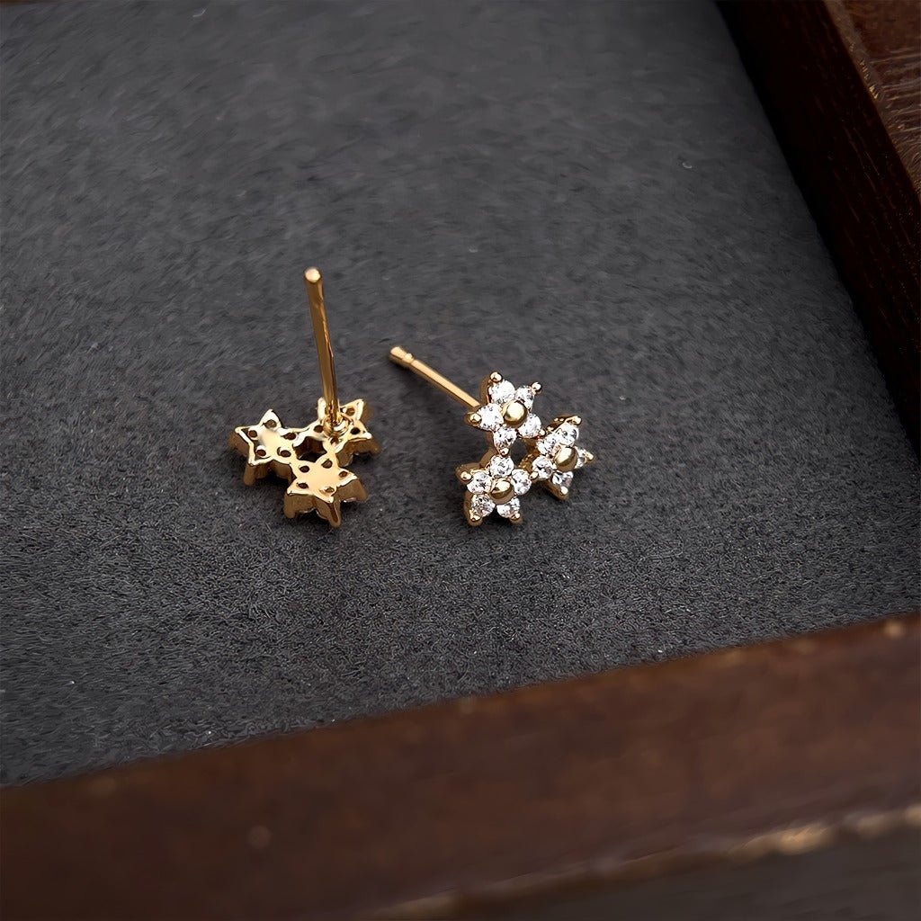 Små Stjerne Blomster Øreringe – 18K Forgyldt & S925 Sølvnål - Lilla Villa