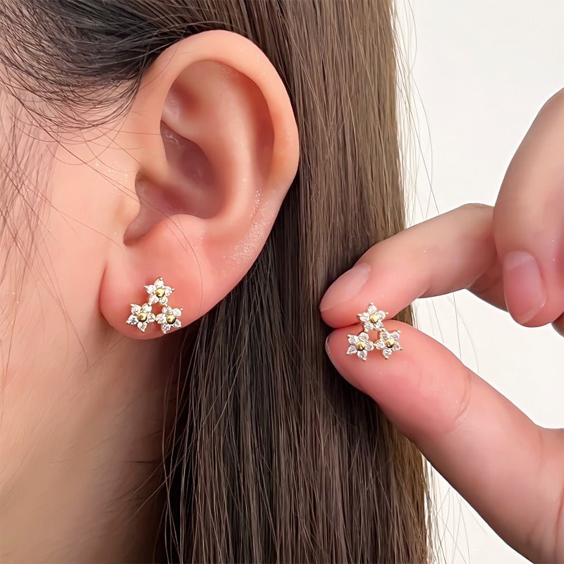 Små Stjerne Blomster Øreringe – 18K Forgyldt & S925 Sølvnål - Lilla Villa