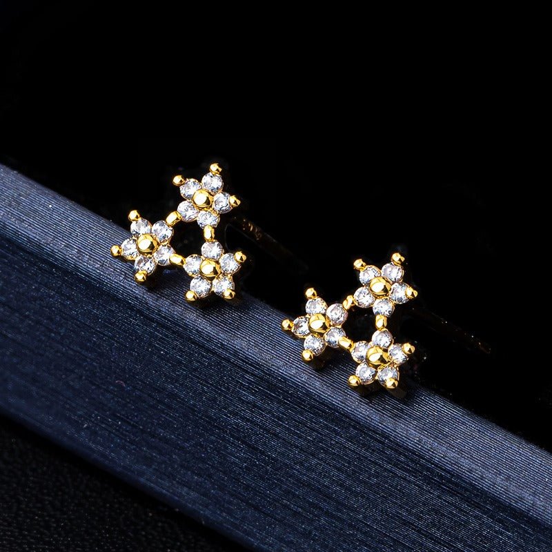 Små Stjerne Blomster Øreringe – 18K Forgyldt & S925 Sølvnål - Lilla Villa