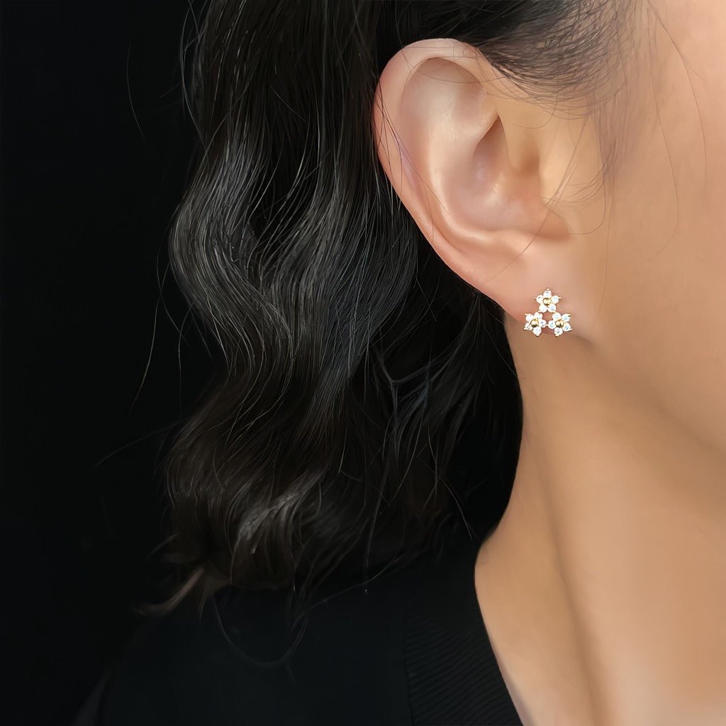 Små Stjerne Blomster Øreringe – 18K Forgyldt & S925 Sølvnål - Lilla Villa