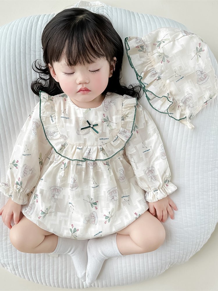Smuk ivory baby body med langærmet og hat(0 - 18 mdr.) - Lilla Villa