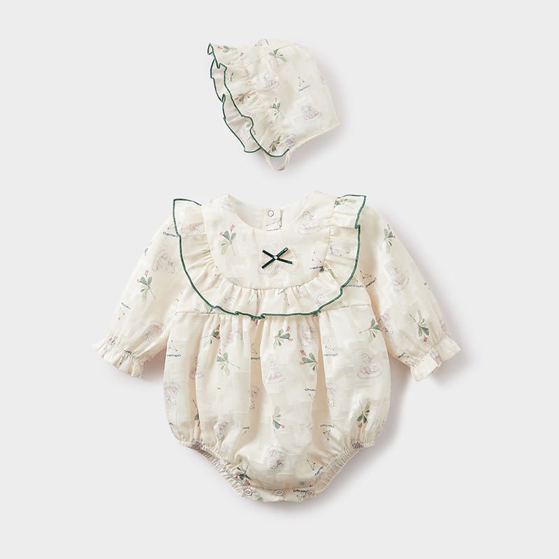 Smuk ivory baby body med langærmet og hat(0 - 18 mdr.) - Lilla Villa