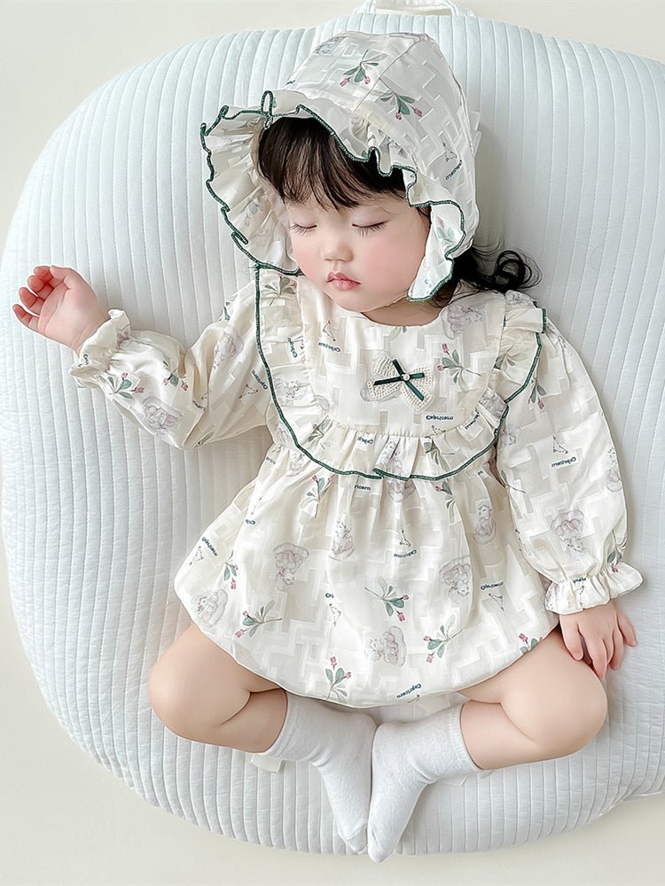 Smuk ivory baby body med langærmet og hat(0 - 18 mdr.) - Lilla Villa