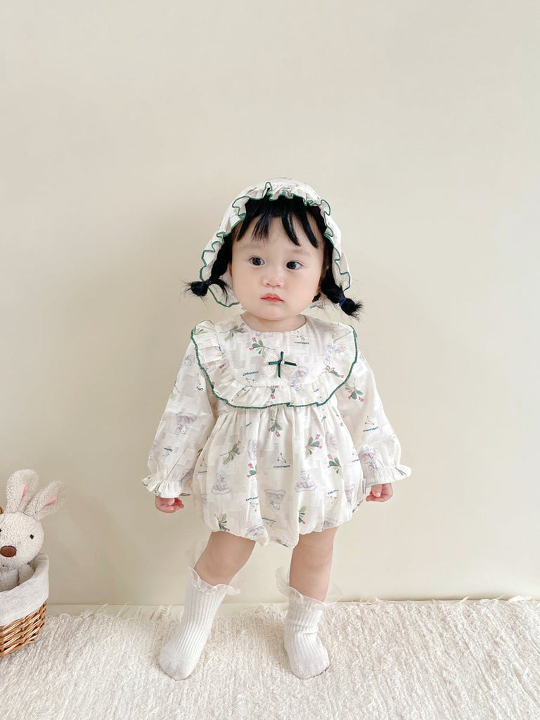 Smuk ivory baby body med langærmet og hat(0 - 18 mdr.) - Lilla Villa