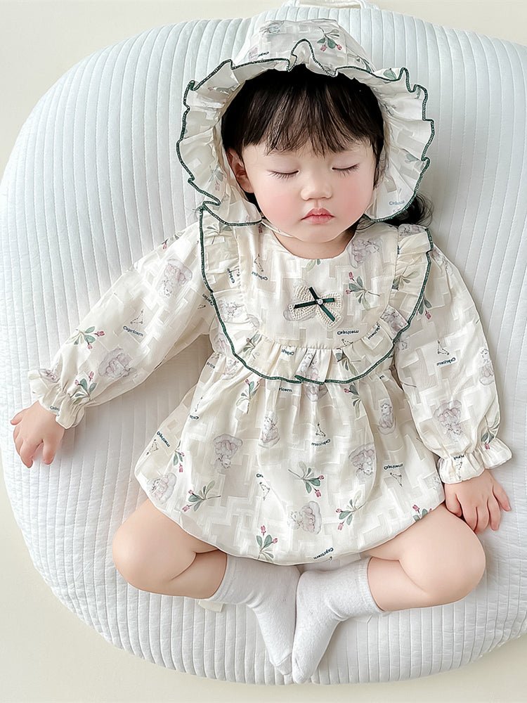 Smuk ivory baby body med langærmet og hat(0 - 18 mdr.) - Lilla Villa