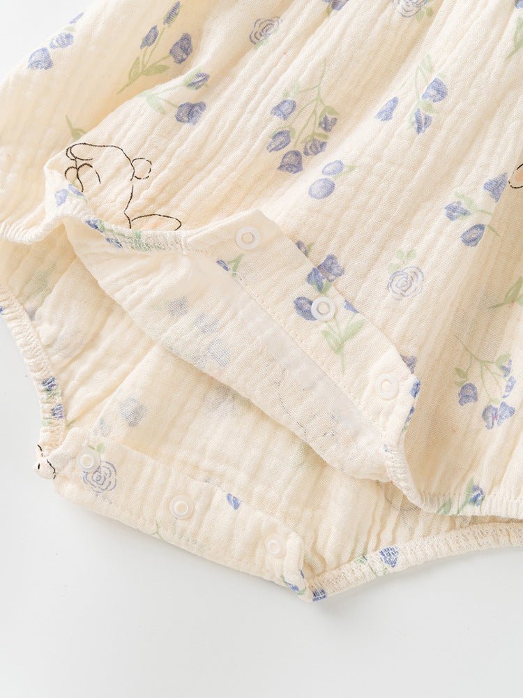 Søde baby body med blomstermønster og hårbånd (0 - 18 mdr.) - Lilla Villa