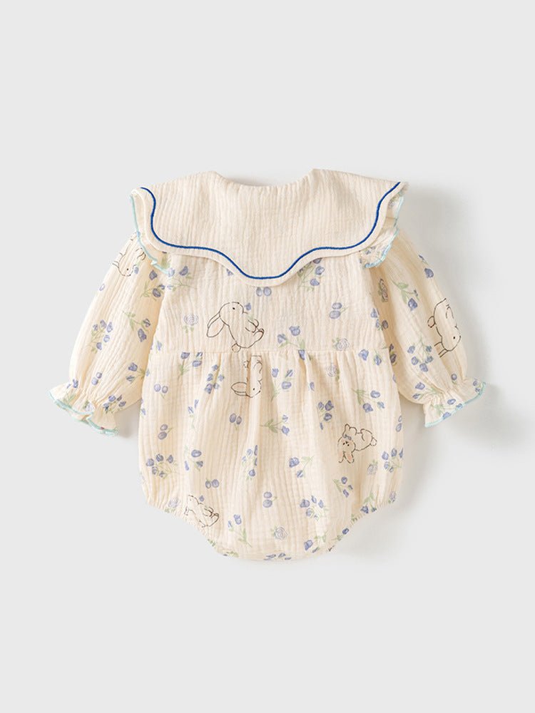 Søde baby body med blomstermønster og hårbånd (0 - 18 mdr.) - Lilla Villa
