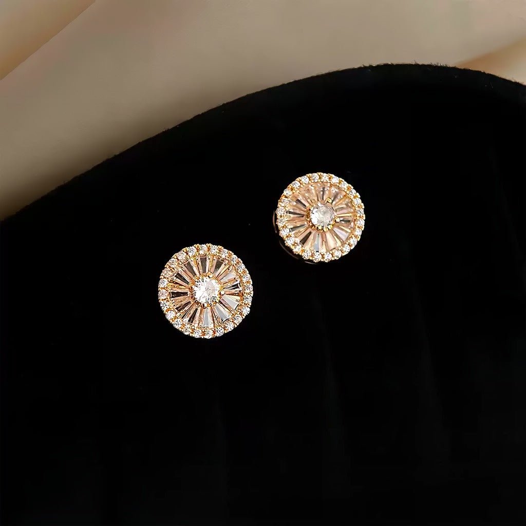 Solstråle Øreringe – Elegant Rundt Design med 14K Forgyldt & 925 Sølv Nål - Lilla Villa