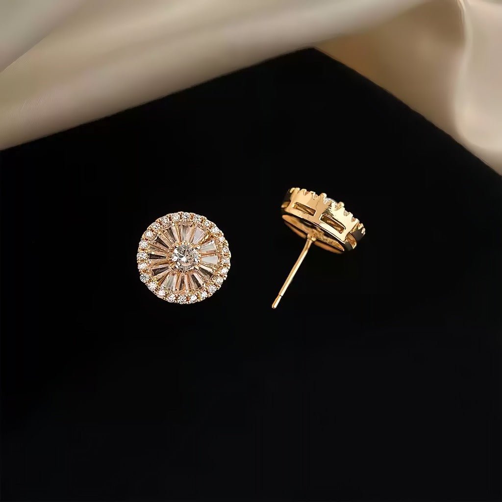 Solstråle Øreringe – Elegant Rundt Design med 14K Forgyldt & 925 Sølv Nål - Lilla Villa