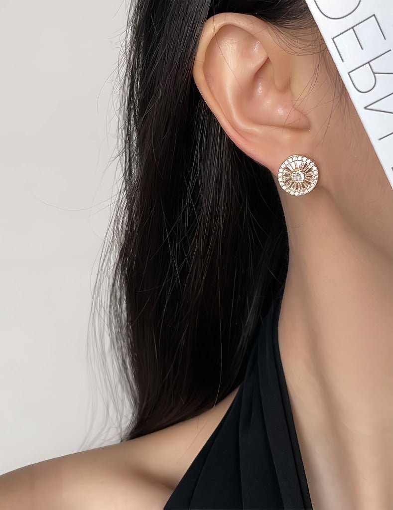 Solstråle Øreringe – Elegant Rundt Design med 14K Forgyldt & 925 Sølv Nål - Lilla Villa