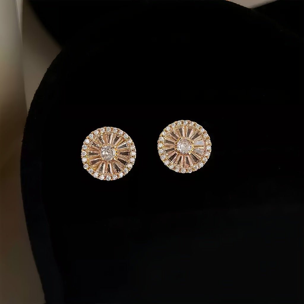 Solstråle Øreringe – Elegant Rundt Design med 14K Forgyldt & 925 Sølv Nål - Lilla Villa