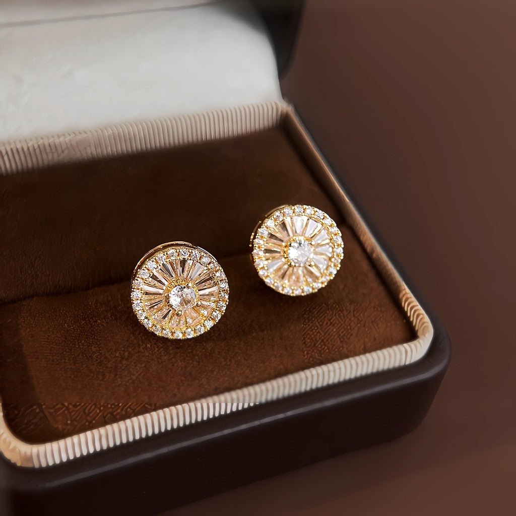 Solstråle Øreringe – Elegant Rundt Design med 14K Forgyldt & 925 Sølv Nål - Lilla Villa