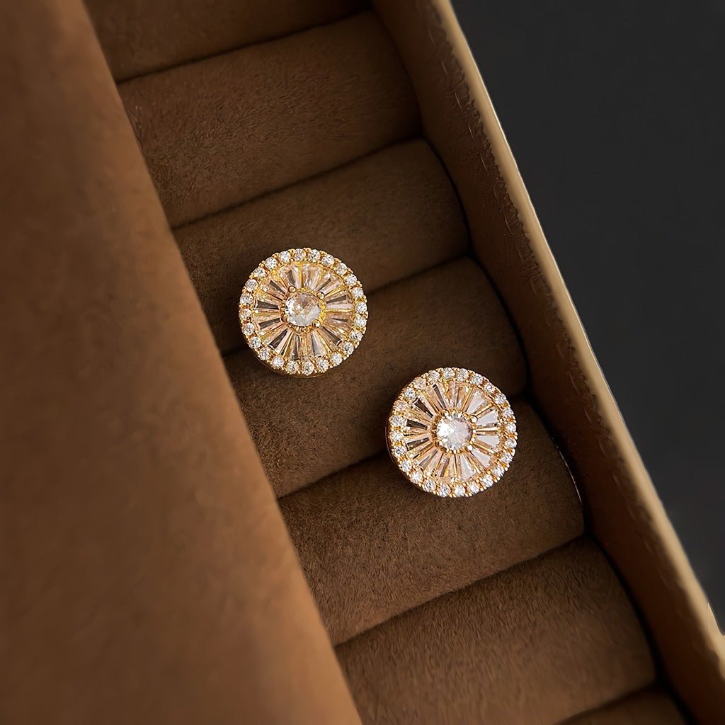 Solstråle Øreringe – Elegant Rundt Design med 14K Forgyldt & 925 Sølv Nål - Lilla Villa