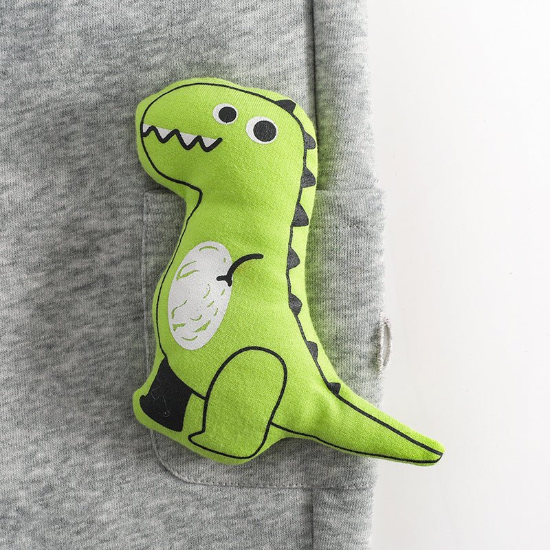 Sort børnebukser med dinosaurmotiv - Lilla Villa