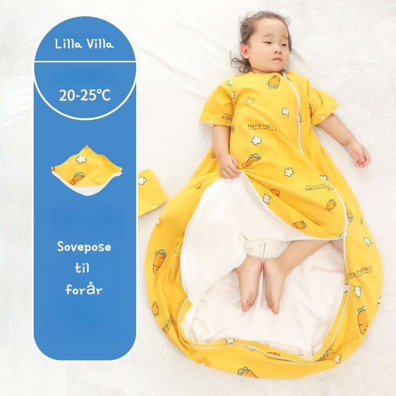 Sovepose til 20 - 25°C til baby/børn(Str.:9mdr. - 6år) med aftagelige ærmer - gulerod - Lilla Villa