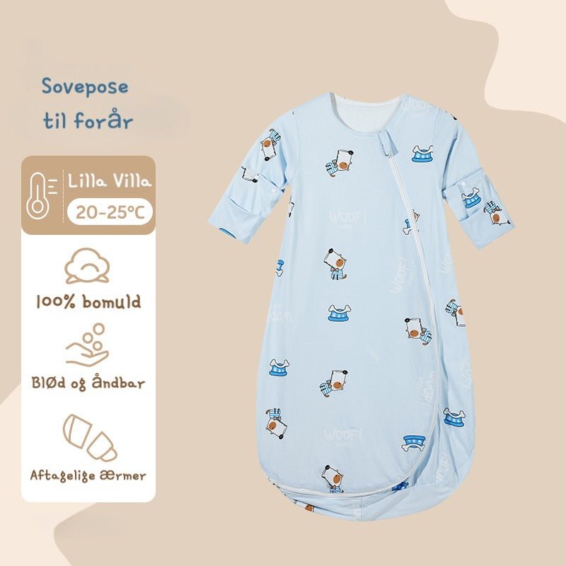 Sovepose til 20 - 25°C til baby/børn(Str.:9mdr. - 6år) med aftagelige ærmer - hund - Lilla Villa