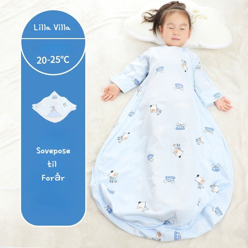 Sovepose til 20 - 25°C til baby/børn(Str.:9mdr. - 6år) med aftagelige ærmer - hund - Lilla Villa