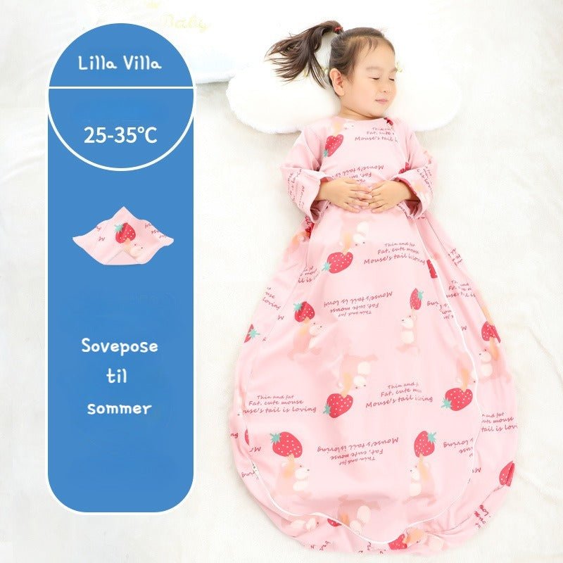 Sovepose til sommer 25 - 35°C til baby/børn(Str.:9mdr. - 6år) - jordbær - Lilla Villa