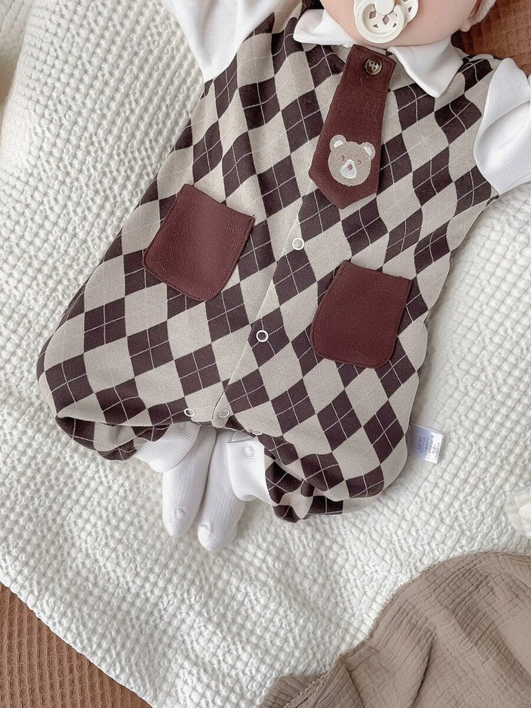 Stilfuld babyheldragt med aftagelig slips(0 - 18 mdr.) - Lilla Villa