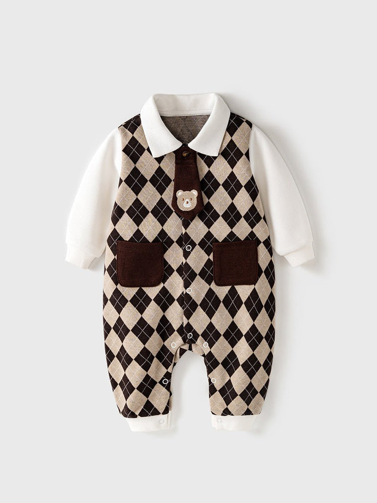 Stilfuld babyheldragt med aftagelig slips(0 - 18 mdr.) - Lilla Villa