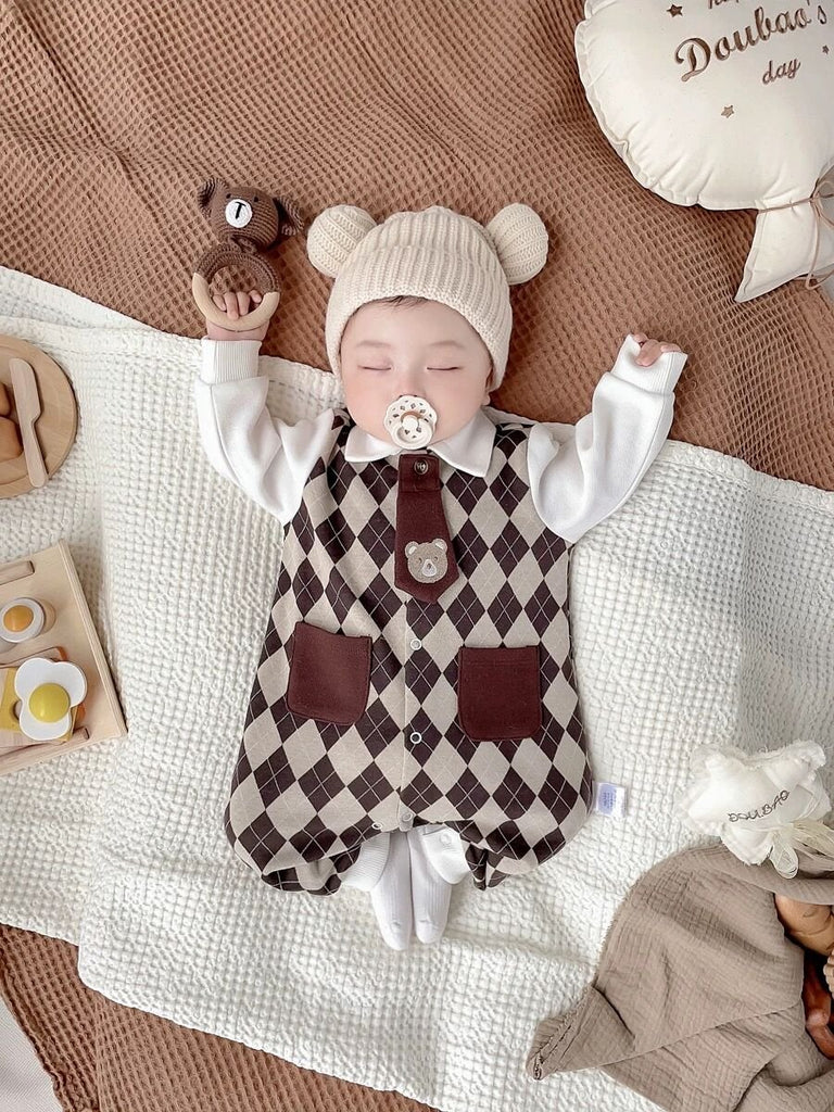Stilfuld babyheldragt med aftagelig slips(0 - 18 mdr.) - Lilla Villa