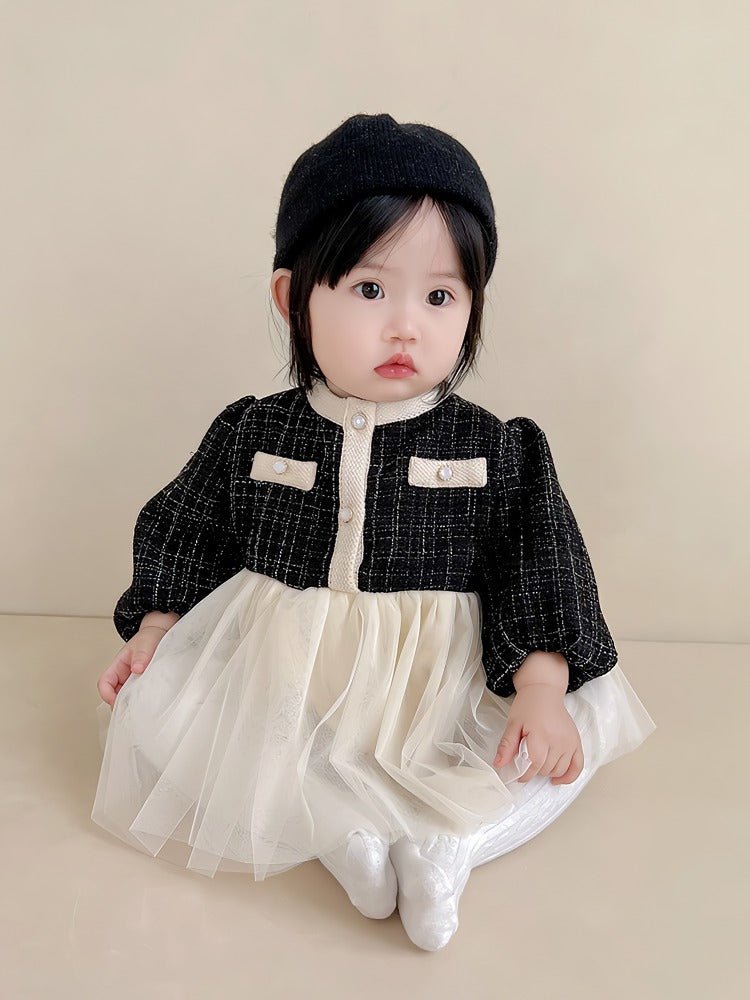 Stilfuld og elegant baby kjole/body med tylskørt (0 - 18 mdr.) - Lilla Villa
