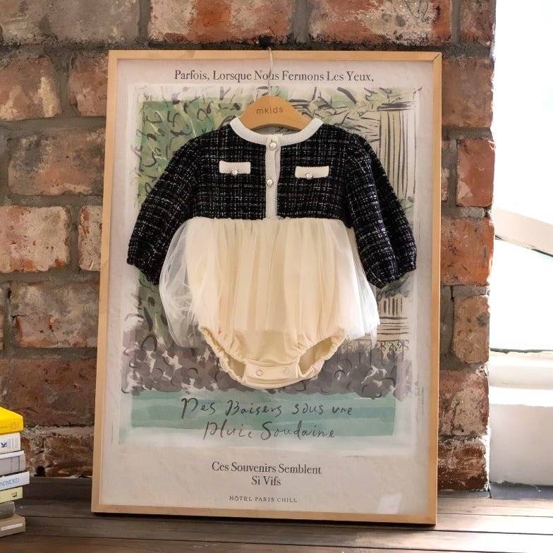 Stilfuld og elegant baby kjole/body med tylskørt (0 - 18 mdr.) - Lilla Villa