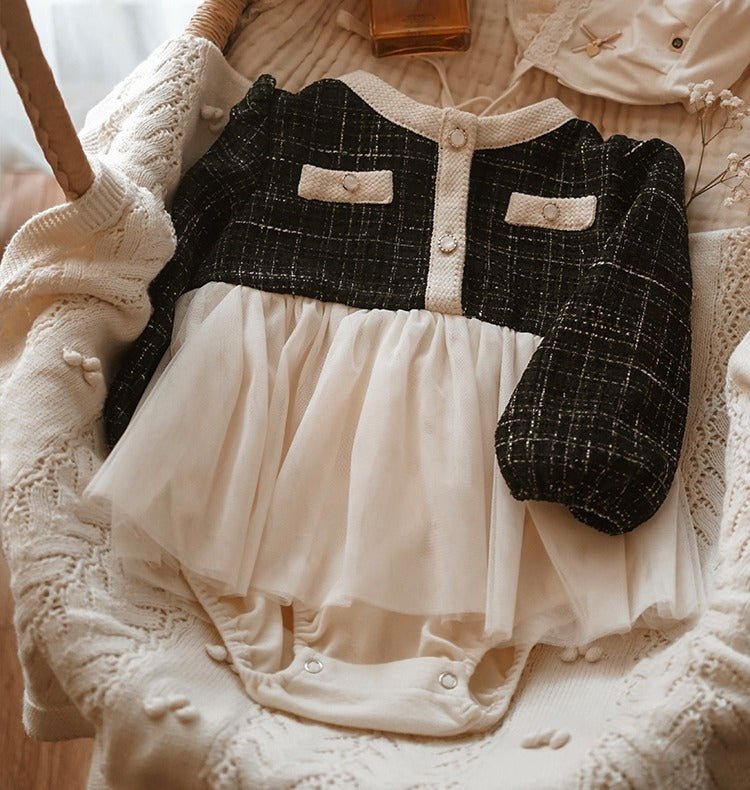 Stilfuld og elegant baby kjole/body med tylskørt (0 - 18 mdr.) - Lilla Villa