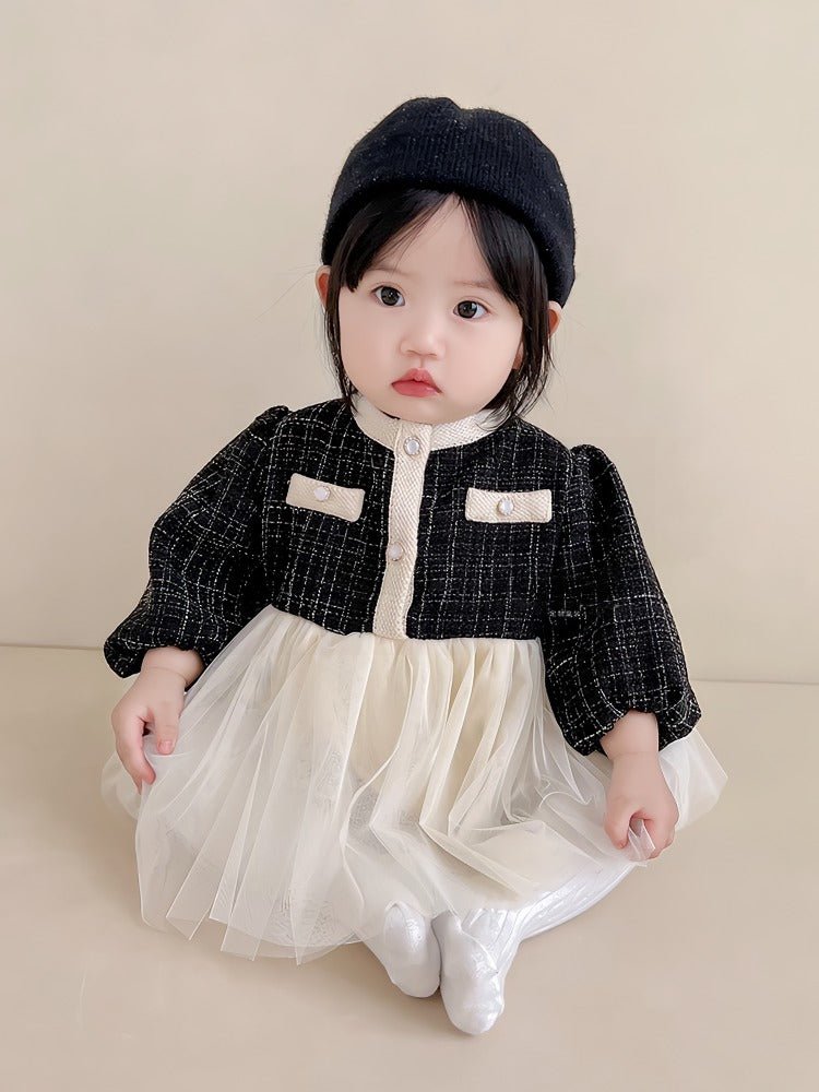 Stilfuld og elegant baby kjole/body med tylskørt (0 - 18 mdr.) - Lilla Villa