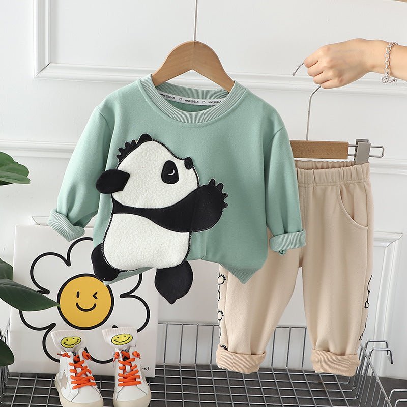 Trendigt pandatøjssæt(sweatshirt og bukser) til drenge og piger(1 - 6 år) - Lilla Villa