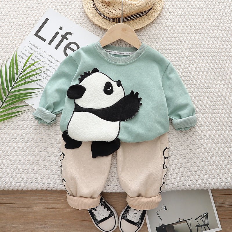 Trendigt pandatøjssæt(sweatshirt og bukser) til drenge og piger(1 - 6 år) - Lilla Villa