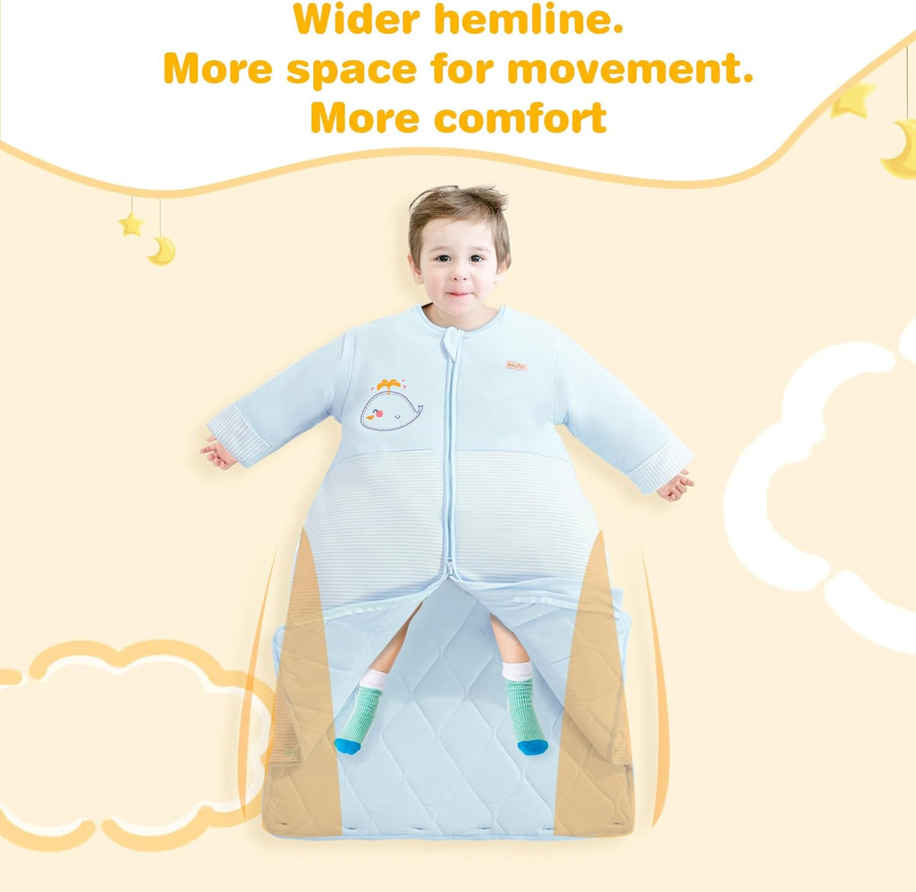 Varm sovepose til 15 - 22°C til baby/børn(Str.:6mdr. - 10år) med aftagelige ærmer og justerbar længde - Lilla Villa