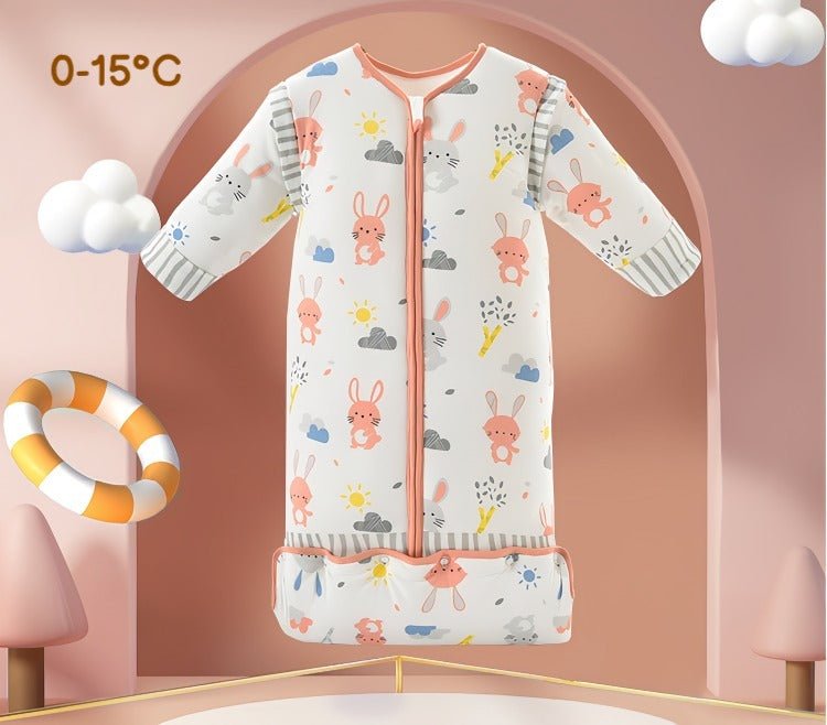 Varm vinter sovepose med justerbar længde til 0 - 15°C til baby/børn (Str.: 0 - 12 år) med aftagelige ærmer - kanin - Lilla Villa