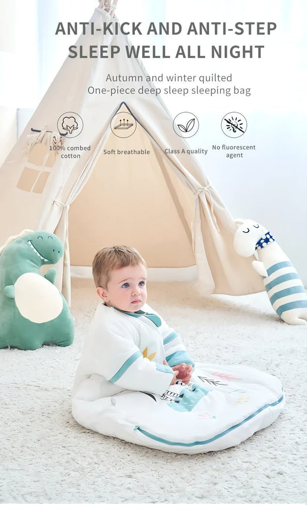 Varm vinter sovepose til 0 - 15°C til baby (str.: 0 - 18 mdr.) med aftagelige ærmer – zebra - Lilla Villa