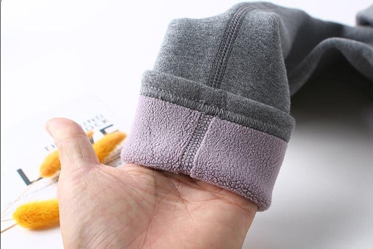 Basic fleece grå leggings til børn - Lilla Villa