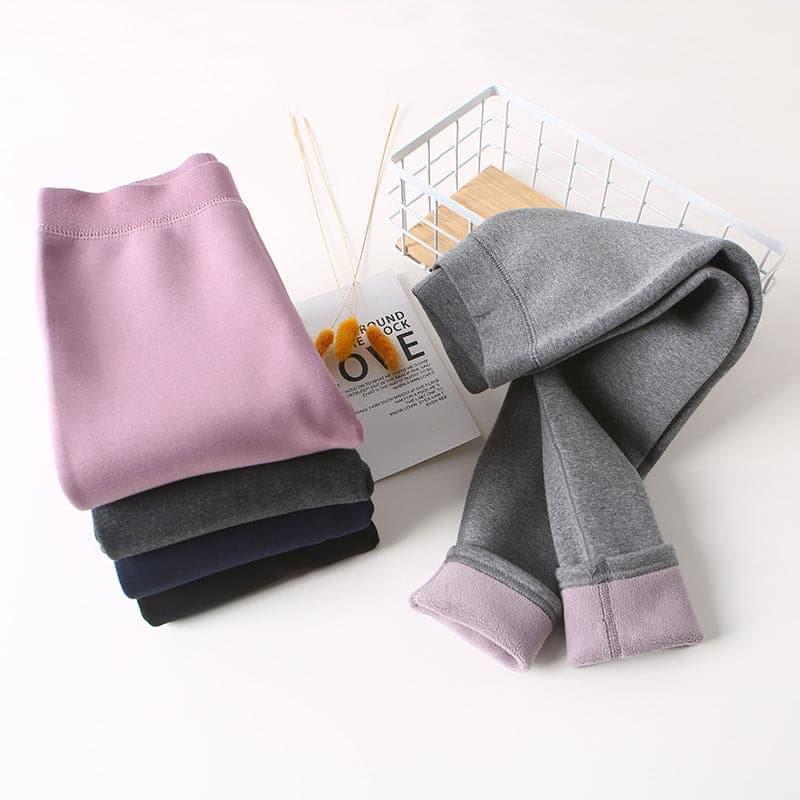 Basic fleece grå leggings til børn - Lilla Villa