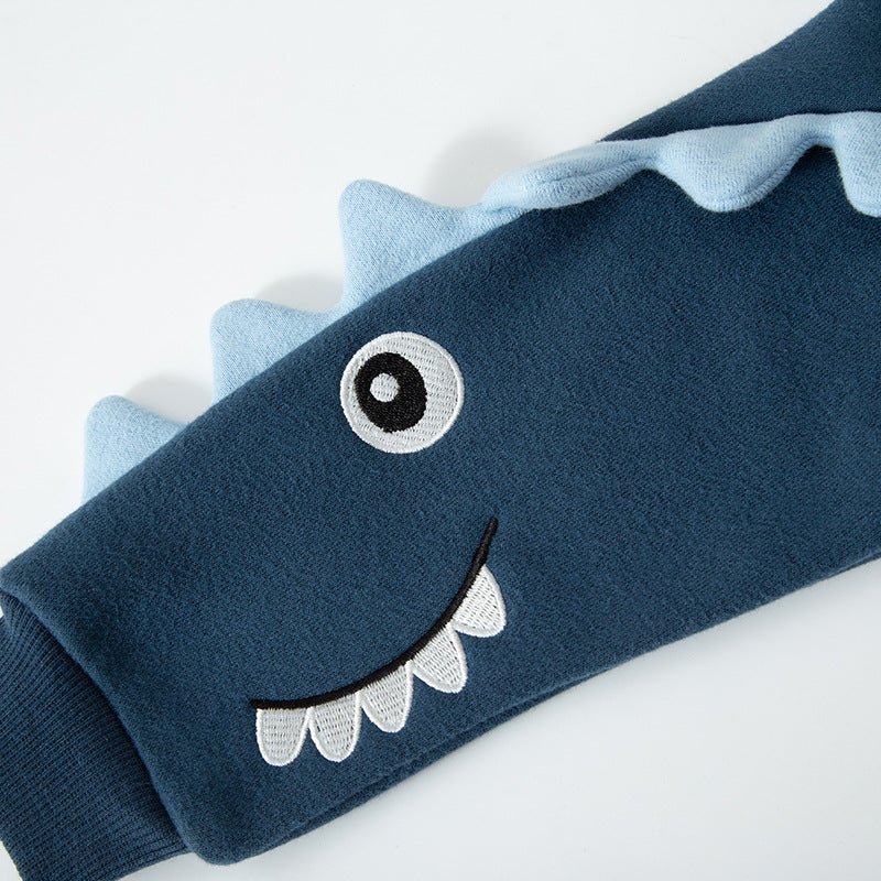 Dinosaurus fleece sweatshirt blå til drenge - Lilla Villa